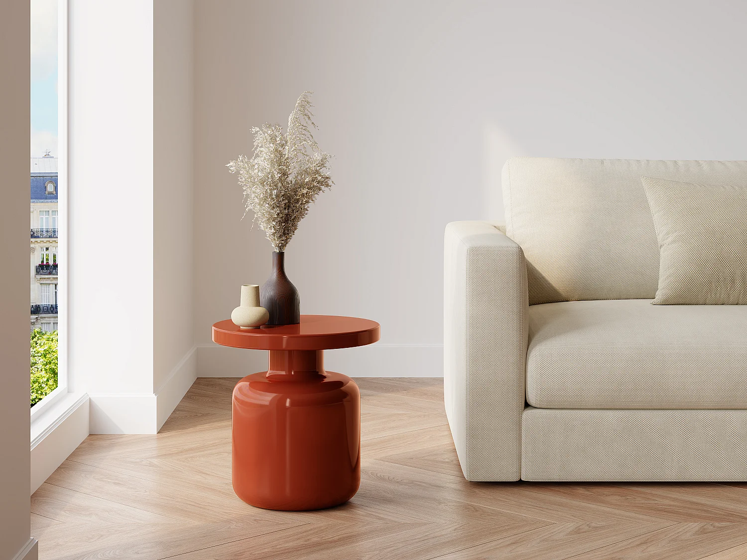 Stolik pomocniczy metalowy - Terracotta - KERAFI 4578874 - obrazek 1