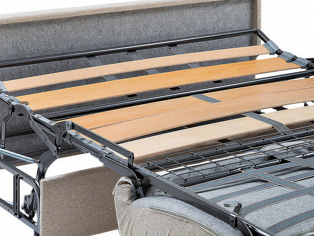 Kanapa narożna dwustronna rozkładana typu express z tapicerką w butelkowej zieleni - Miejsce do spania 160 cm z szerokimi listewkami - Materac 22 cm z pamięcią kształtu - CALIFE 1654255 - obrazek 1