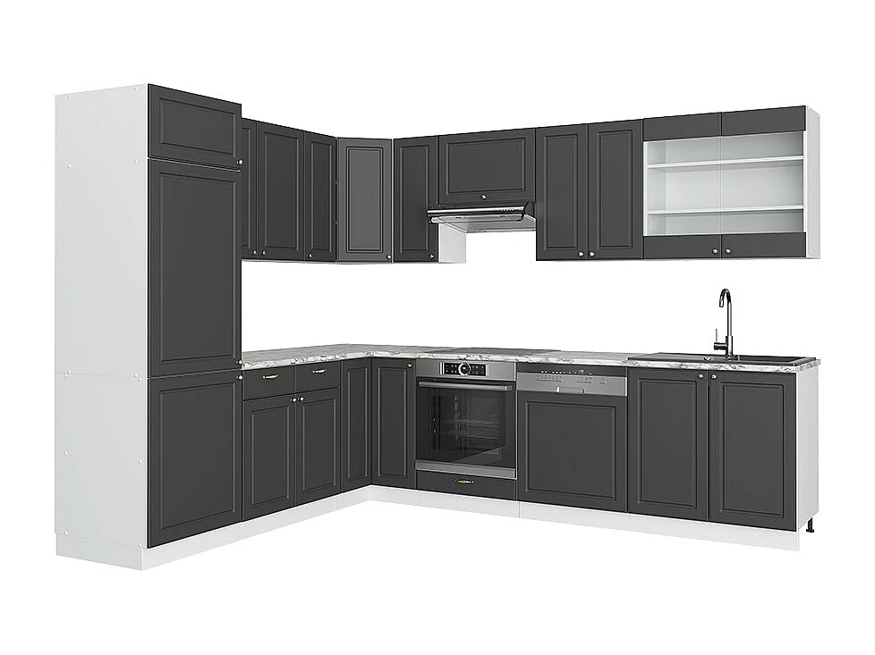 Kogoszczona kuchnia antracyt złoto/biały 287x60x81.6 fame-line 4781703 - obrazek 1