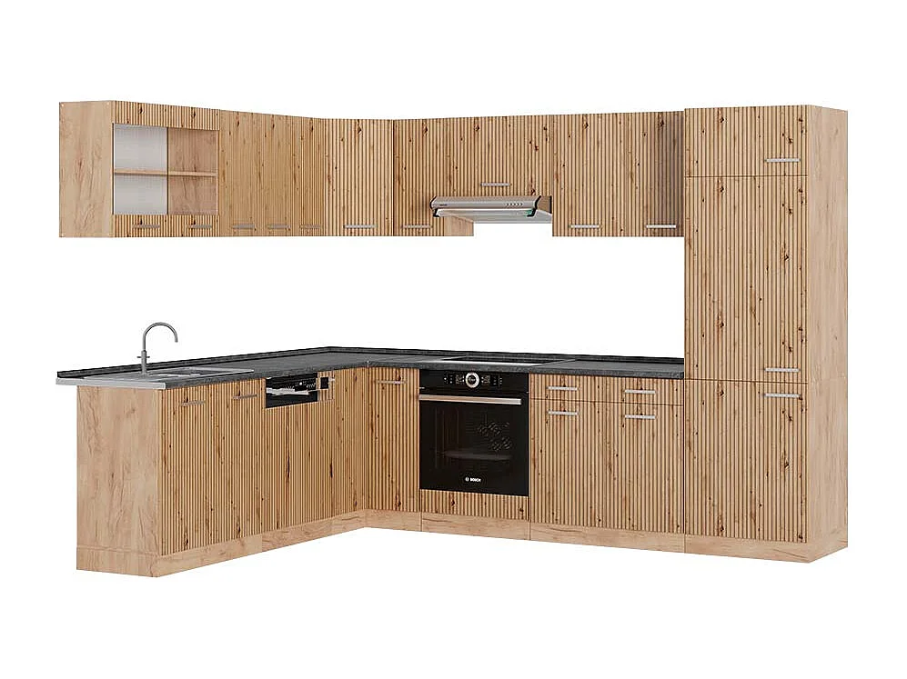 Kogoszczona kuchnia dąb artisan/dąb goldkraft 287x60x81.6 r-line 4779698 - obrazek 1