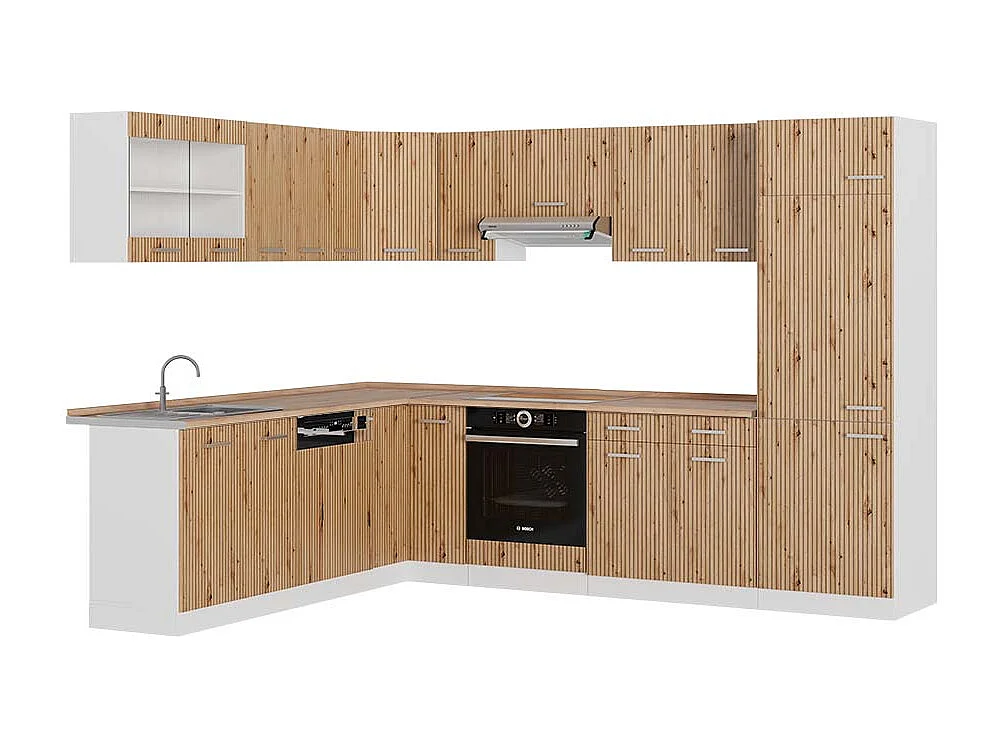 Kogoszczona kuchnia dąb artisan/biały 287x60x81.6 r-line 4779861 - obrazek 1