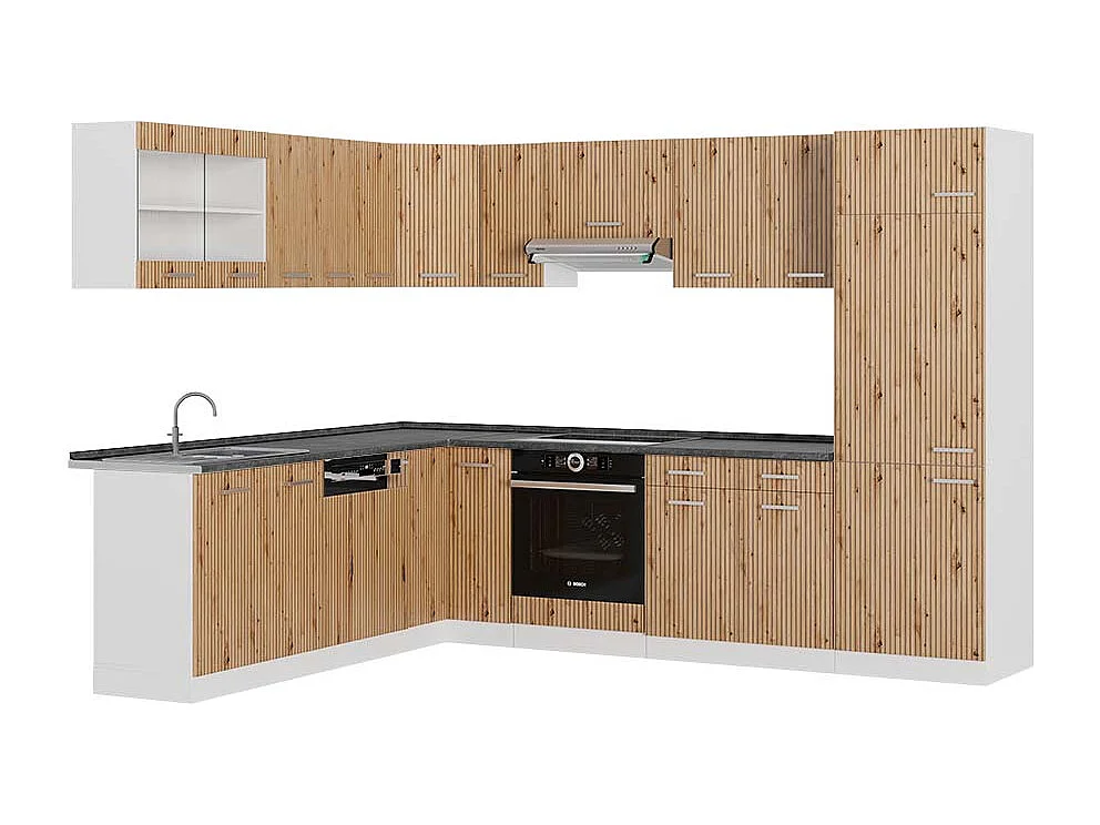 Kogoszczona kuchnia dąb artisan/biały 287x60x81.6 r-line 4781034 - obrazek 1