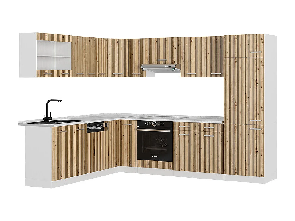 Kogoszczona kuchnia dąb artisan/biały 287x60x81.6 r-line 4781104 - obrazek 1