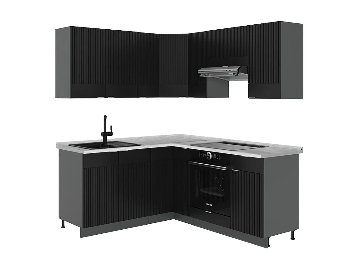Kogoszczona kuchnia czarne paski/antracyt 190x60x81.6 fame-line 4779265 - obrazek 1