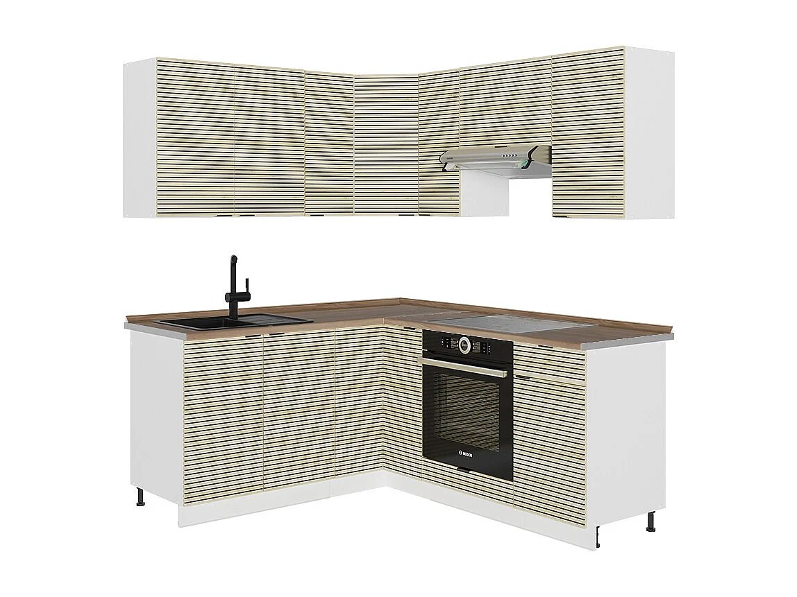Kogoszczona kuchnia panel dębowy/biały 190x60x81.6 fame-line 4779395 - obrazek 1