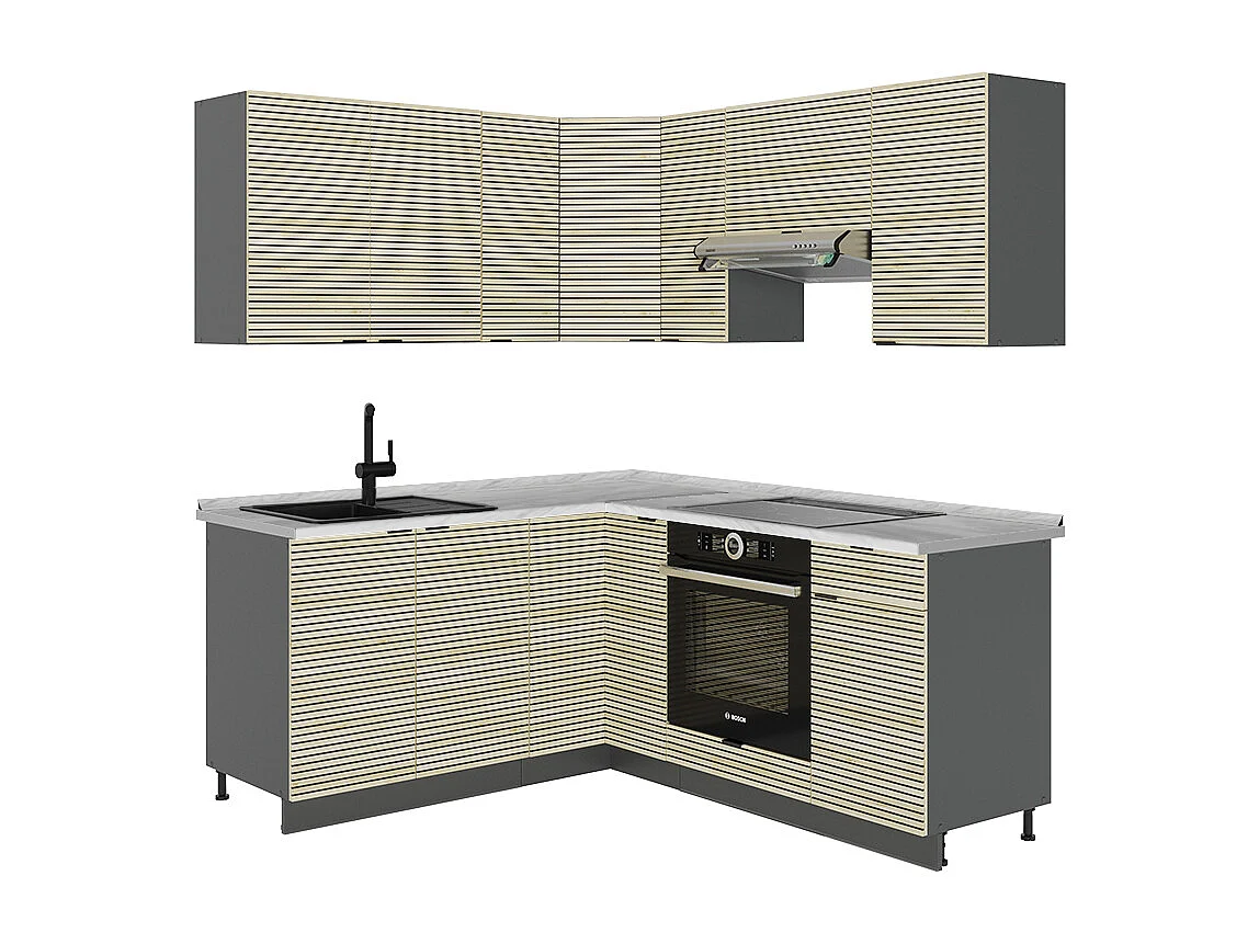 Kogoszczona kuchnia panel dębowy/antracyt 190x46x81.6 fame-line 4779650 - obrazek 1
