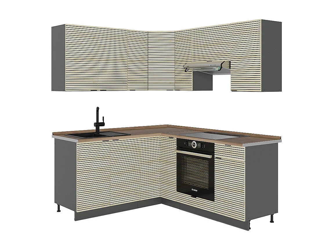 Kogoszczona kuchnia panel dębowy/antracyt 190x60x81.6 fame-line 4780666 - obrazek 1