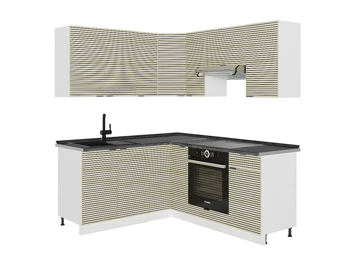 Kogoszczona kuchnia panel dębowy/biały 190x60x81.6 fame-line 4781609 - obrazek 1