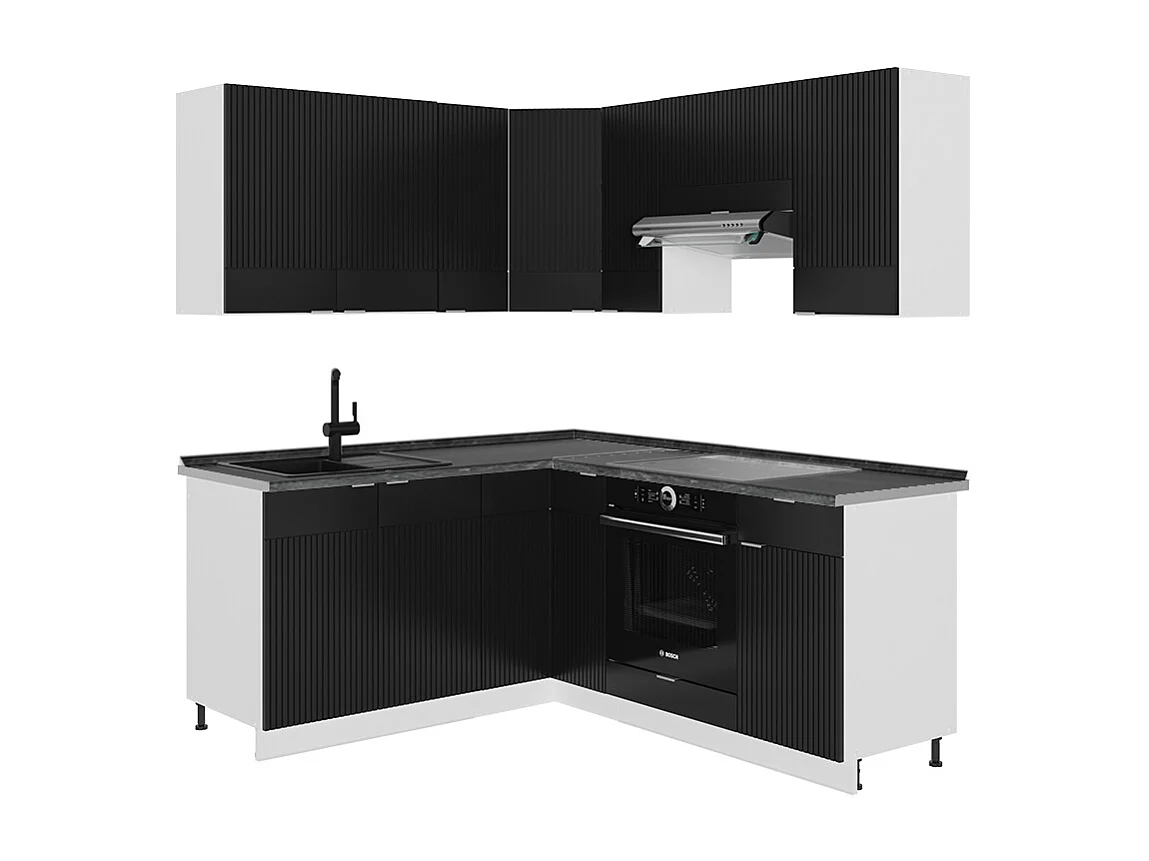 Kogoszczona kuchnia czarne paski/biały 190x60x81.6 fame-line 4781720 - obrazek 1