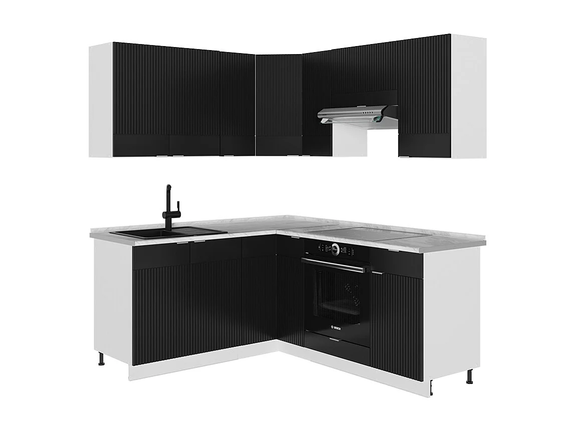 Kogoszczona kuchnia czarne paski/biały 190x60x81.6 fame-line 4781891 - obrazek 1