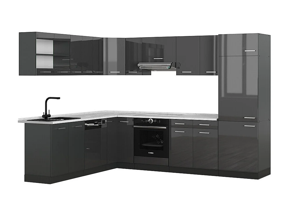 Kogoszczona kuchnia antracyt połysk/antracyt 287x60x81.6 r-line 4781918 - obrazek 1