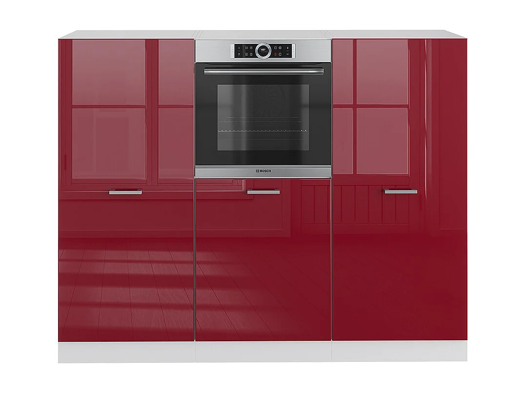 Blok kuchenny czerwony wysoki połysk/biały 180x46x81.6 r-line 4779562