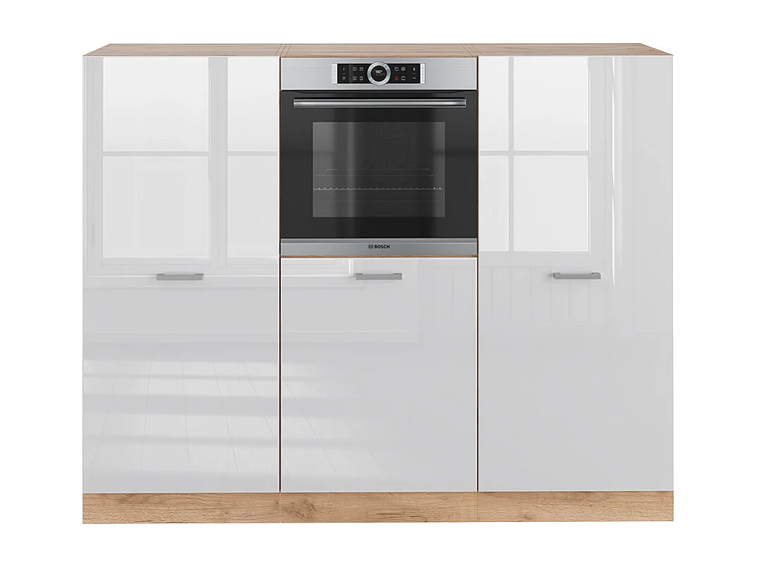 Blok kuchenny biały wysoki połysk/złoty dąb power 180x46x81.6 r-line 4779886