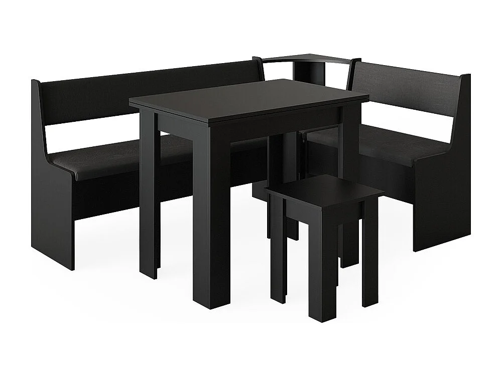 Grupa ławek narożnych czarny 180x120x80 roman 4773616