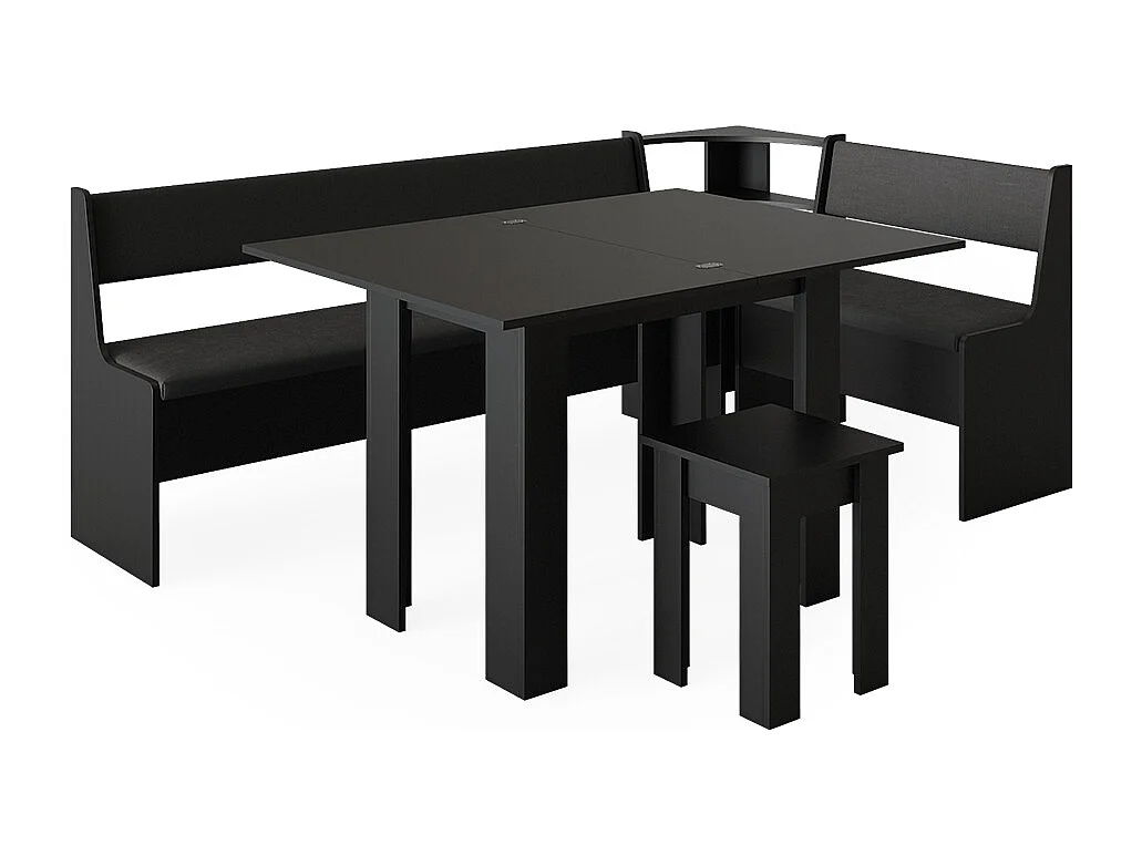 Grupa ławek narożnych czarny 210x120x80 roman 4773579