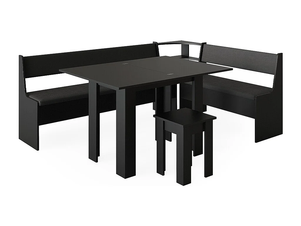 Grupa ławek narożnych czarny 210x150x80 roman 4773584