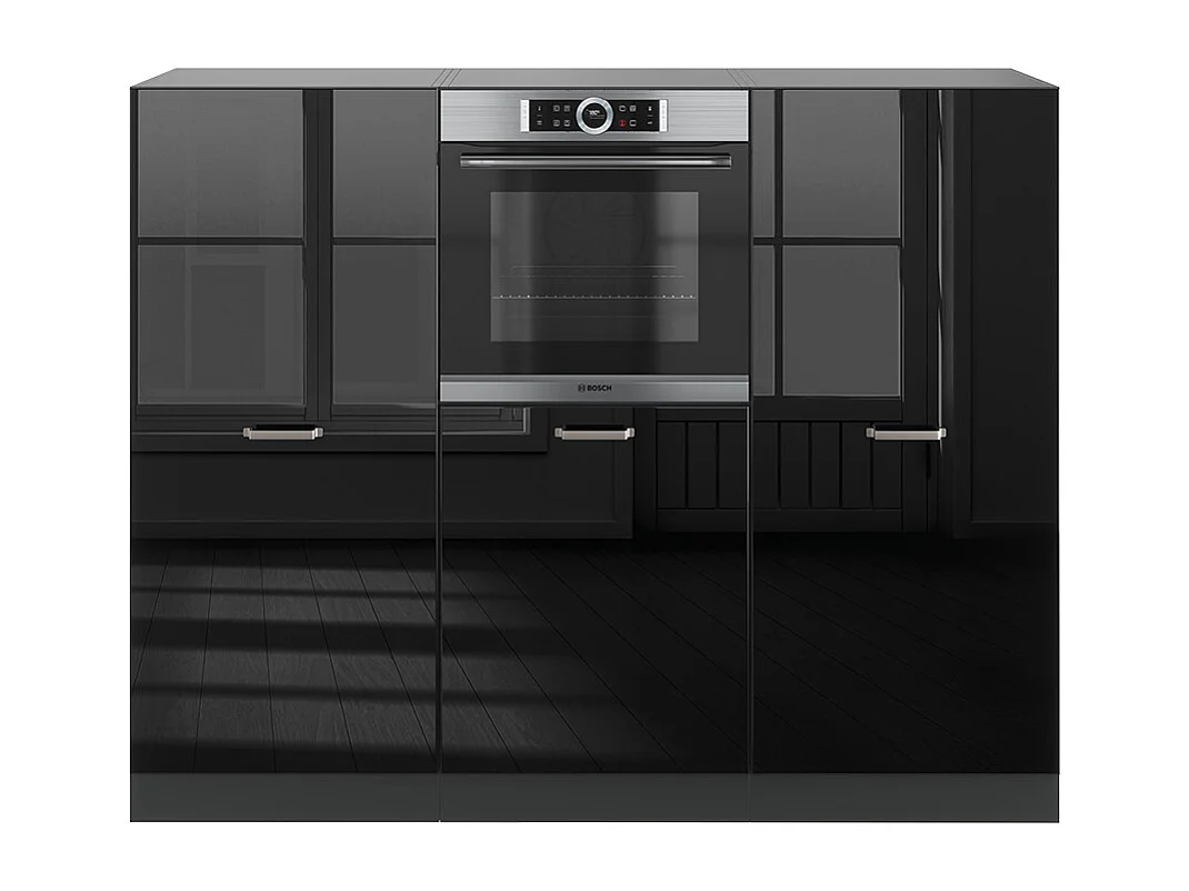 Blok kuchenny czarny/antracyt o wysokim połysku 180x46x81.6 r-line 4781595