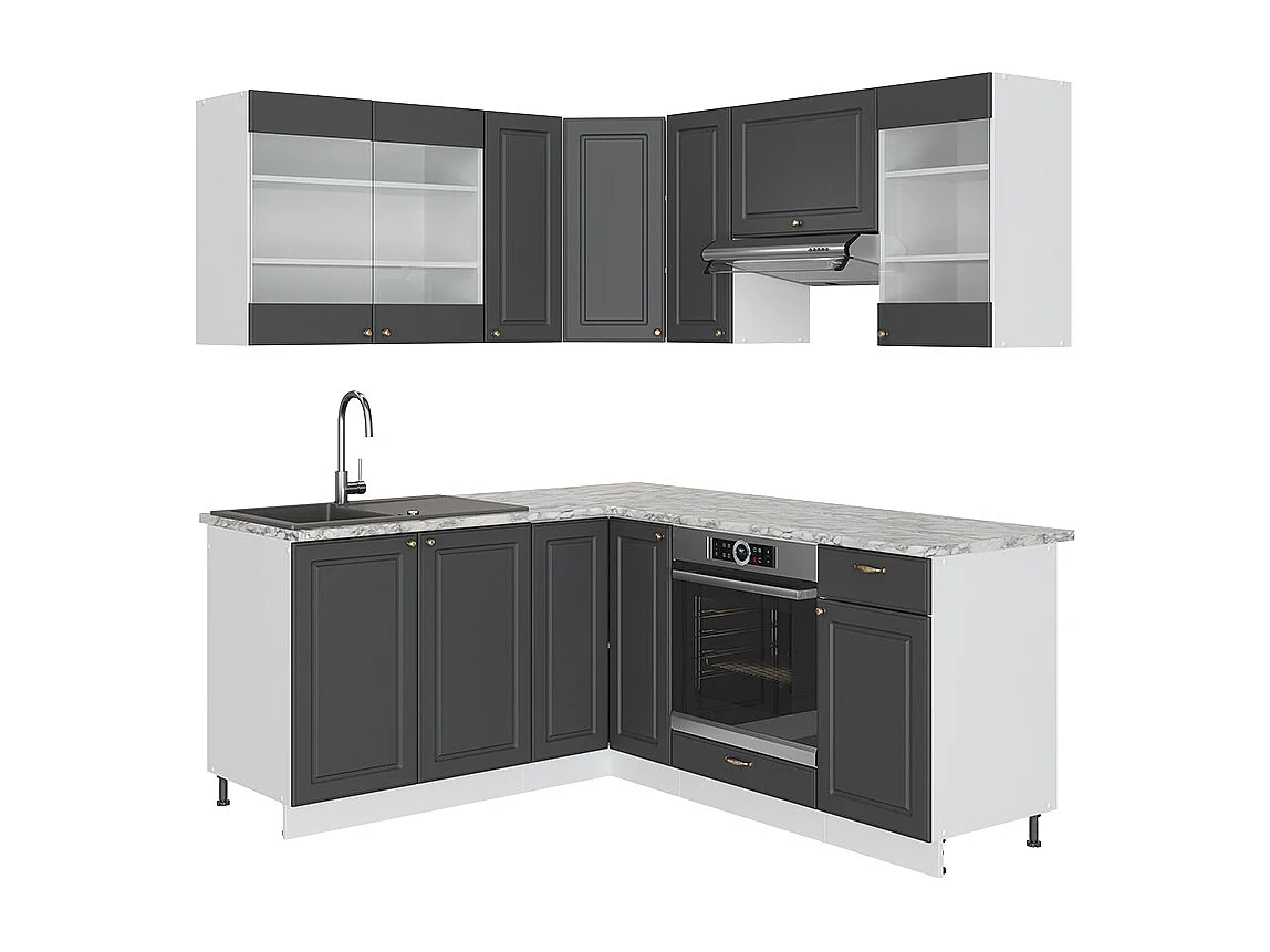 Kogoszczona kuchnia antracyt złoto/biały 190x60x81.6 fame-line 4780464 - obrazek 1