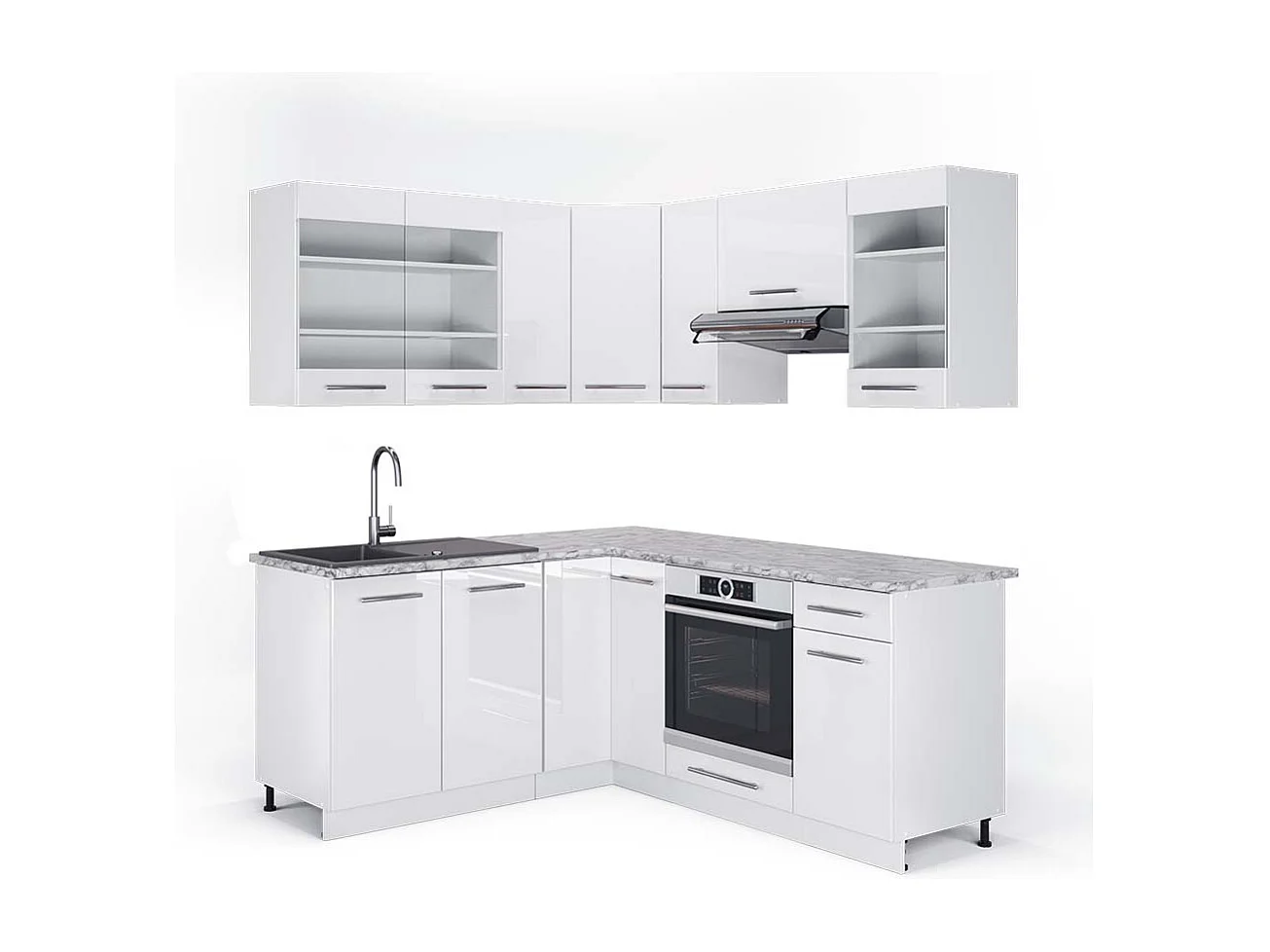 Kogoszczona kuchnia biały wysoki połysk/biały 190x60x81.6 fame-line 4779426 - obrazek 1