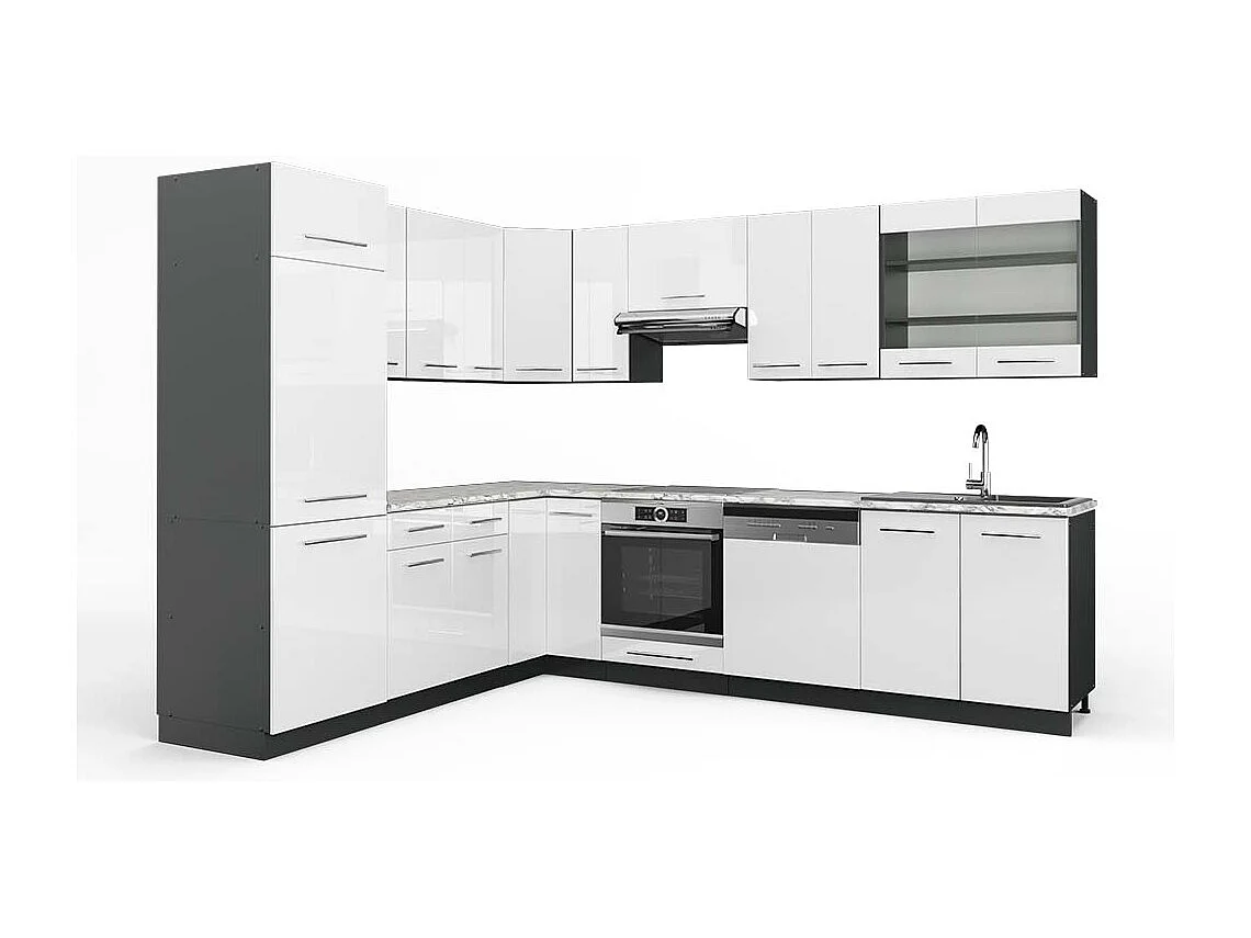 Kogoszczona kuchnia biały wysoki połysk/antracyt 287x60x81.6 fame-line 4779220 - obrazek 1