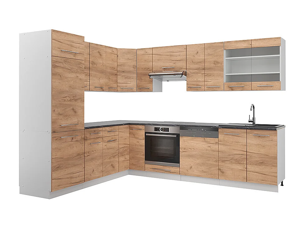 Kogoszczona kuchnia dąb goldkraft/biały 287x60x81.6 fame-line 4780758 - obrazek 1