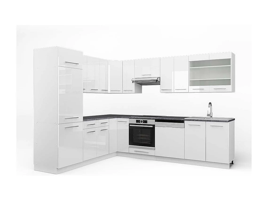 Kogoszczona kuchnia biały wysoki połysk/biały 287x60x81.6 fame-line 4779704 - obrazek 1