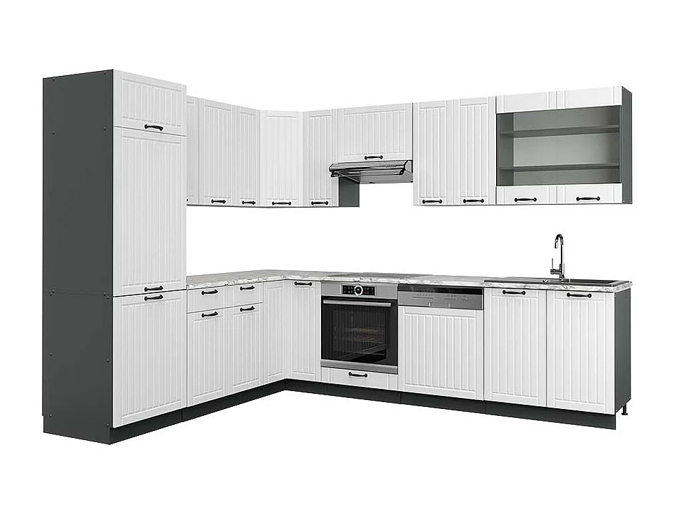 Kogoszczona kuchnia biały rustykalny/antracyt 287x60x81.6 fame-line 4779747 - obrazek 1