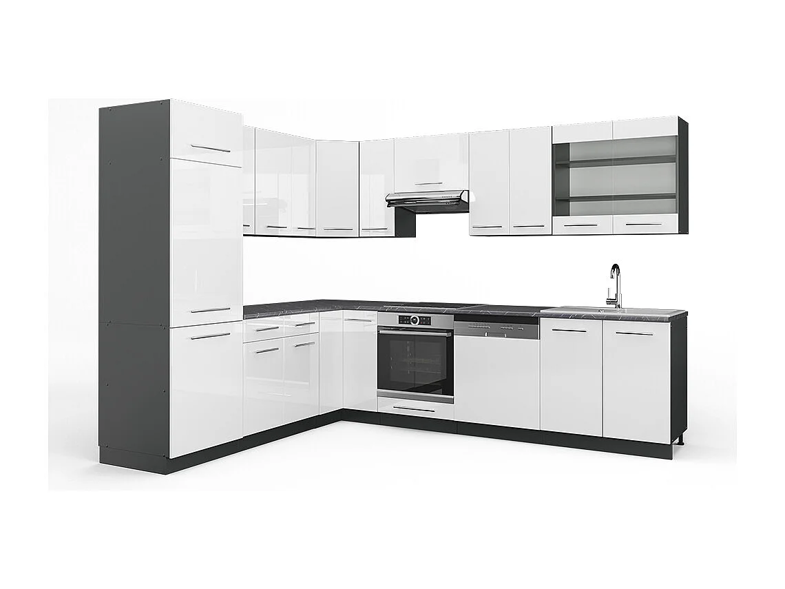 Kogoszczona kuchnia biały wysoki połysk/antracyt 287x60x81.6 fame-line 4779340 - obrazek 1