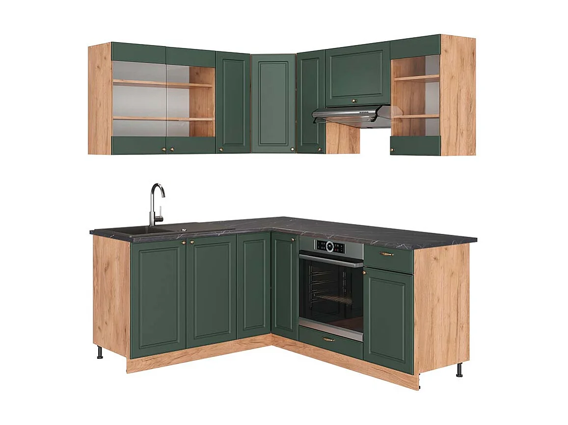 Kogoszczona kuchnia green gold country/dąb goldkraft 190x60x81.6 fame-line 4779685 - obrazek 1