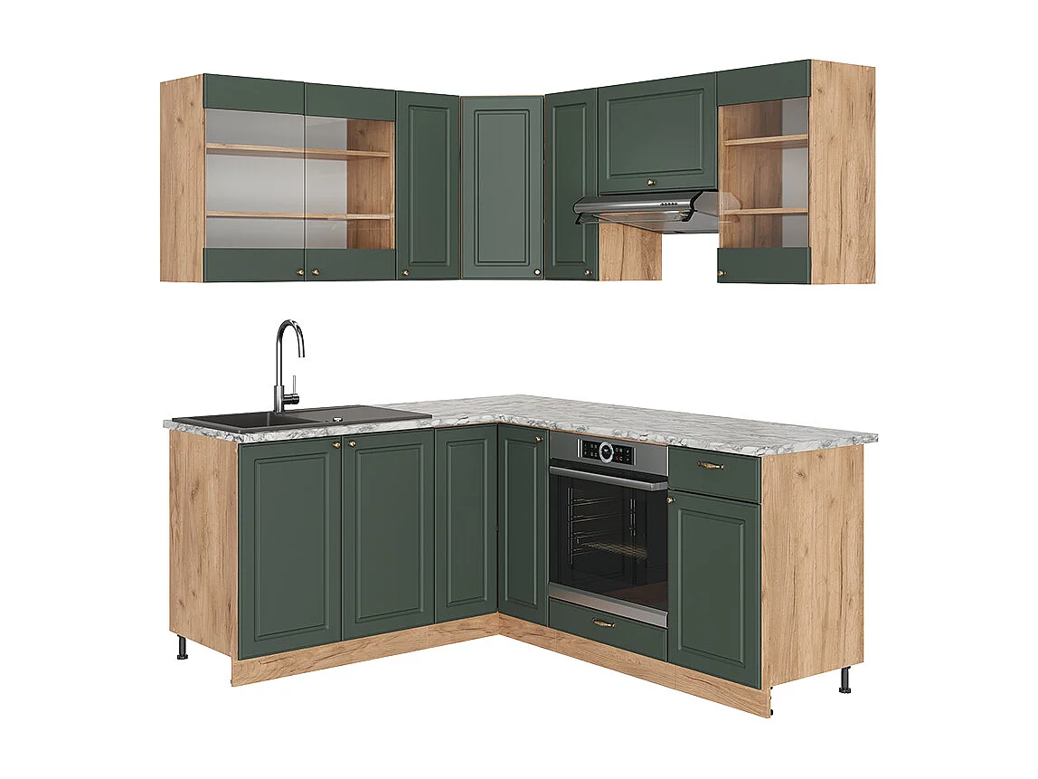 Kogoszczona kuchnia green gold country/dąb goldkraft 190x60x81.6 fame-line 4779839 - obrazek 1