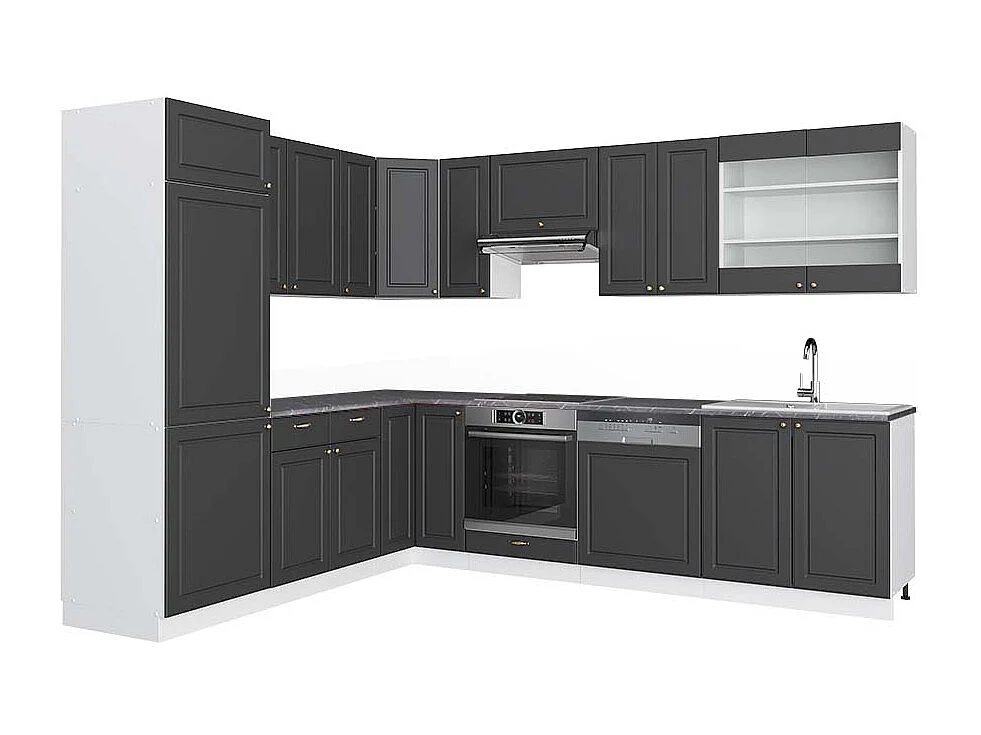 Kogoszczona kuchnia antracyt złoto/biały 287x60x81.6 fame-line 4781408 - obrazek 1