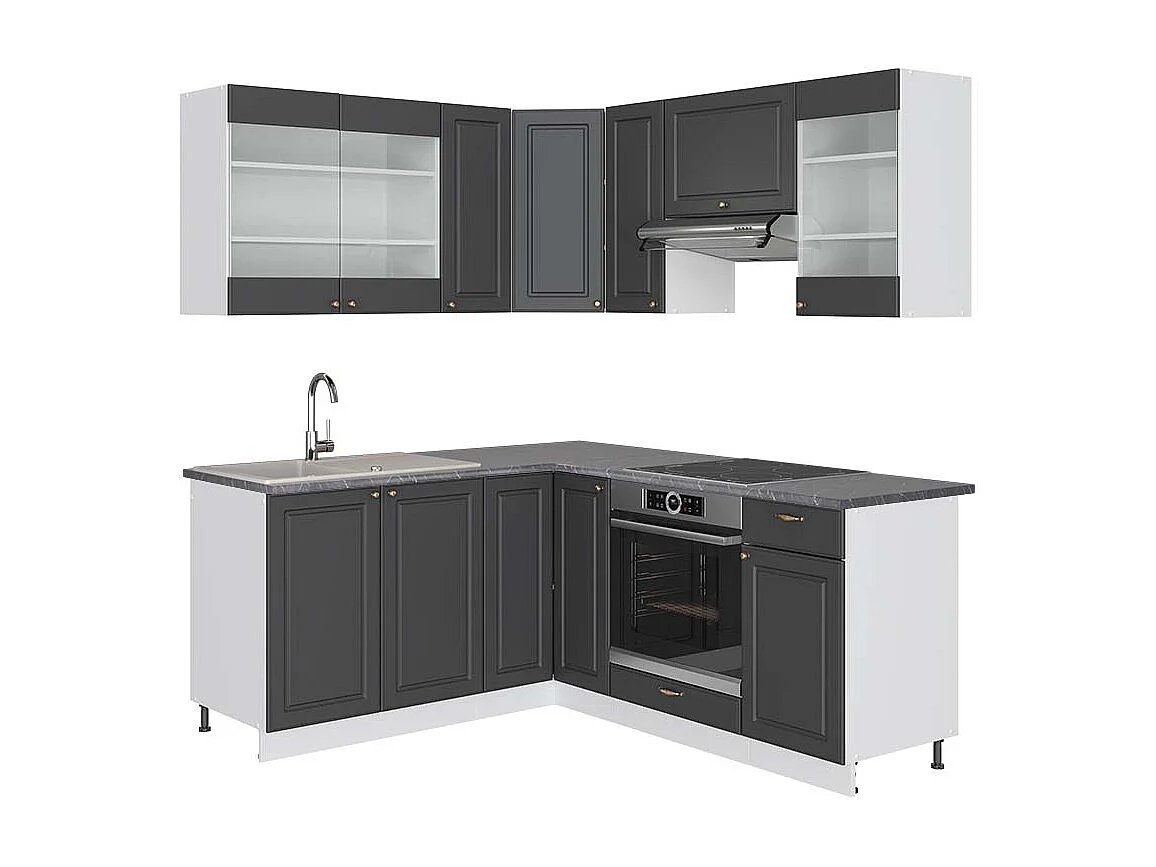 Kogoszczona kuchnia antracyt złoto/biały 190x60x81.6 fame-line 4781351 - obrazek 1