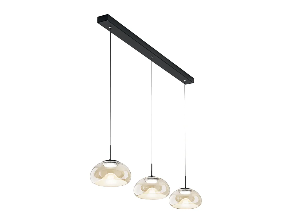 Brena – Lampa wisząca Fabas Luce z 3 światłami – 30 W, ściemnialna dioda LED – Cognac Linear Design 4540031