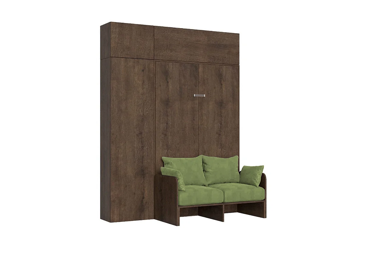 Kentaro 120 cm składane łóżko typu queen-size z sofą i meblami z orzecha włoskiego, zielone 4539772