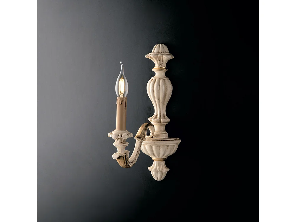 Kinkiet Leonardo z drewna w kolorze kości słoniowej i złotego liścia, 1 lampa .14 P.24 BL180-AP1-AV 3717363 - obrazek 1