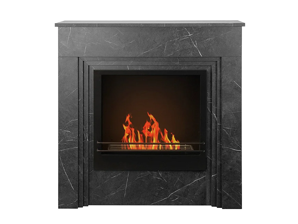 Biokominek stojący BELLINI z czarnego drewna imitującego marmur, wyprodukowany we Włoszech, dł 96 x gł 35 x wys 96 cm 4867544