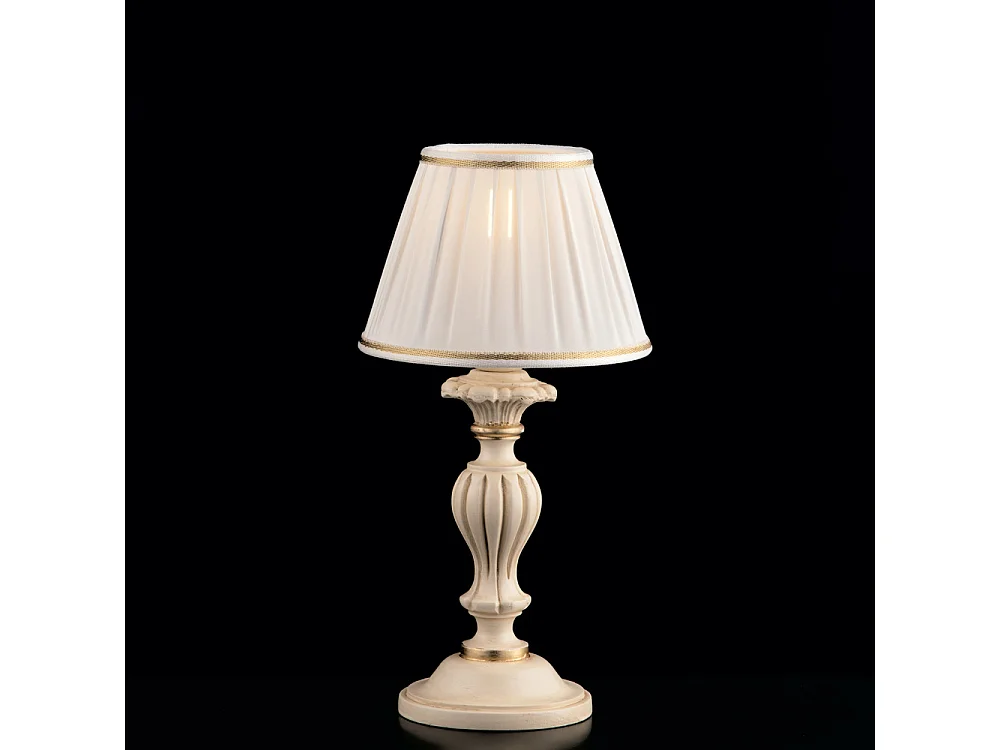 Lampa stołowa Leonardo z drewna w kolorze kości słoniowej i złota, 1 lampa, z abażurem dm.20 H.43 Ø20 BL180-LT-AV 3717214