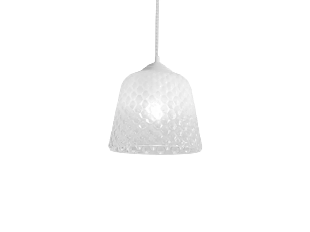 Biały klosz szklany do lamp wiszących – wykończenie przezroczyste, wzór dekoracyjny, gwint E27 (duże szkło) d.25X21,5 4105039