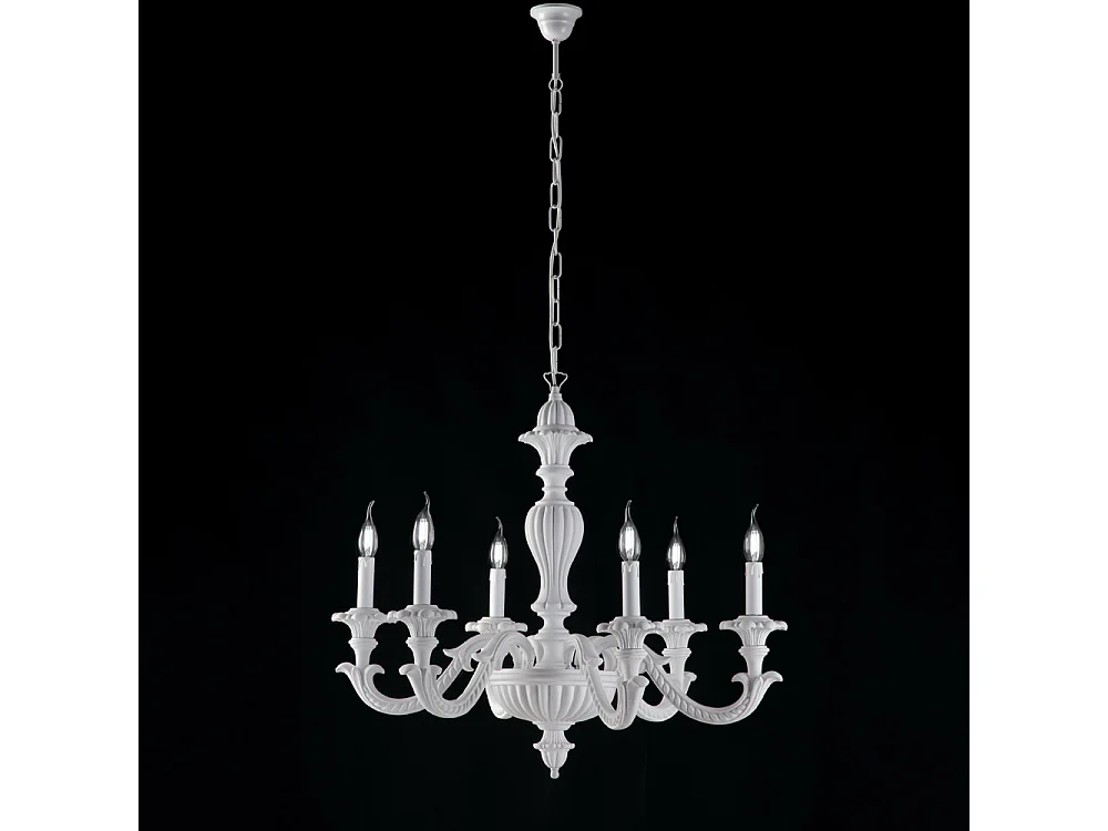 Leonardo Shabby Biały Drewniany Żyrandol 6 Świateł 130 Ø74 BL180-6-BCO 3717257 - obrazek 1