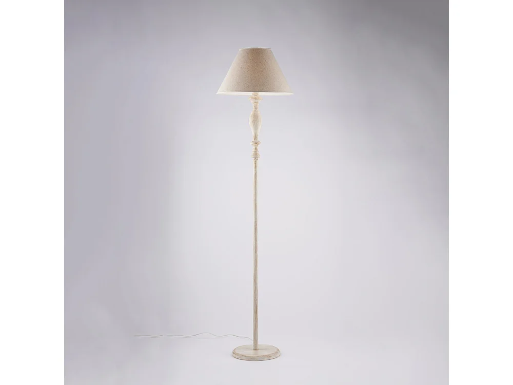 Lampa podłogowa Cascina z drewna i żelaza, w kolorze białym i gołębiej szarości, 1 lampa .183 Ø45 BL265-PH-BT 3717283