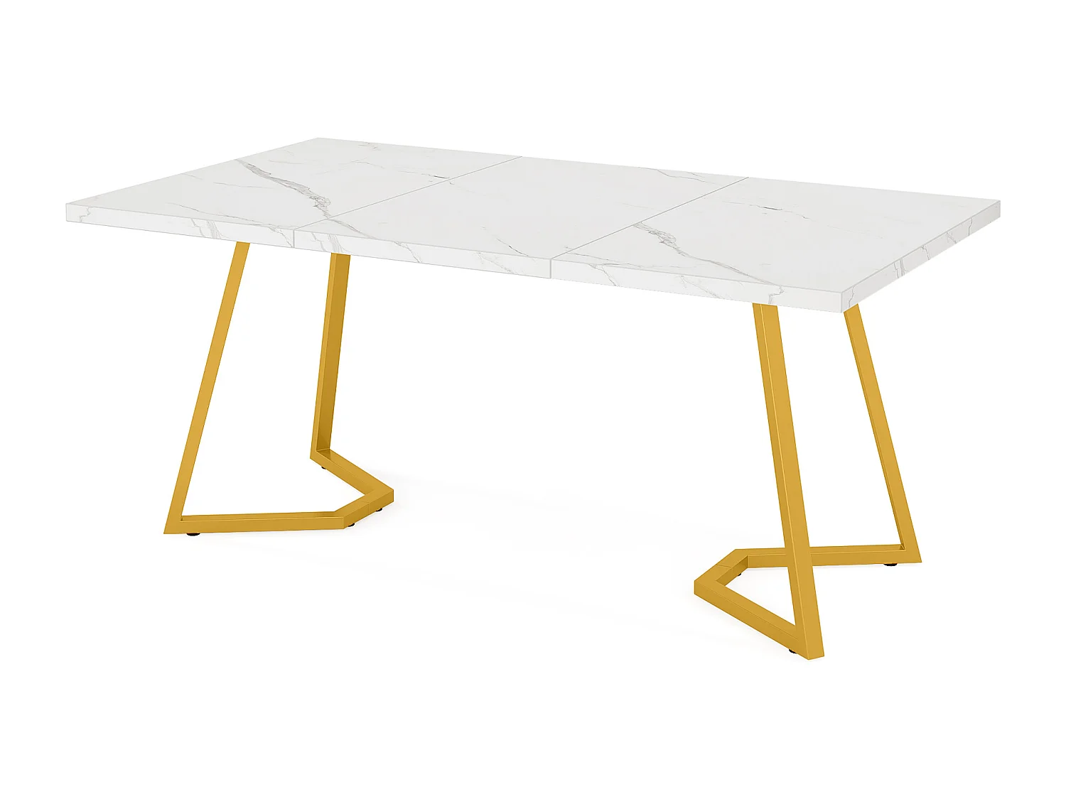 Biurko komputerowe - 140 x 80 x 75 cm - Stół komputerowy - Stół biurowy - Stół roboczy - Stół biurowy - Biały i złoty 3776465 - obrazek 1