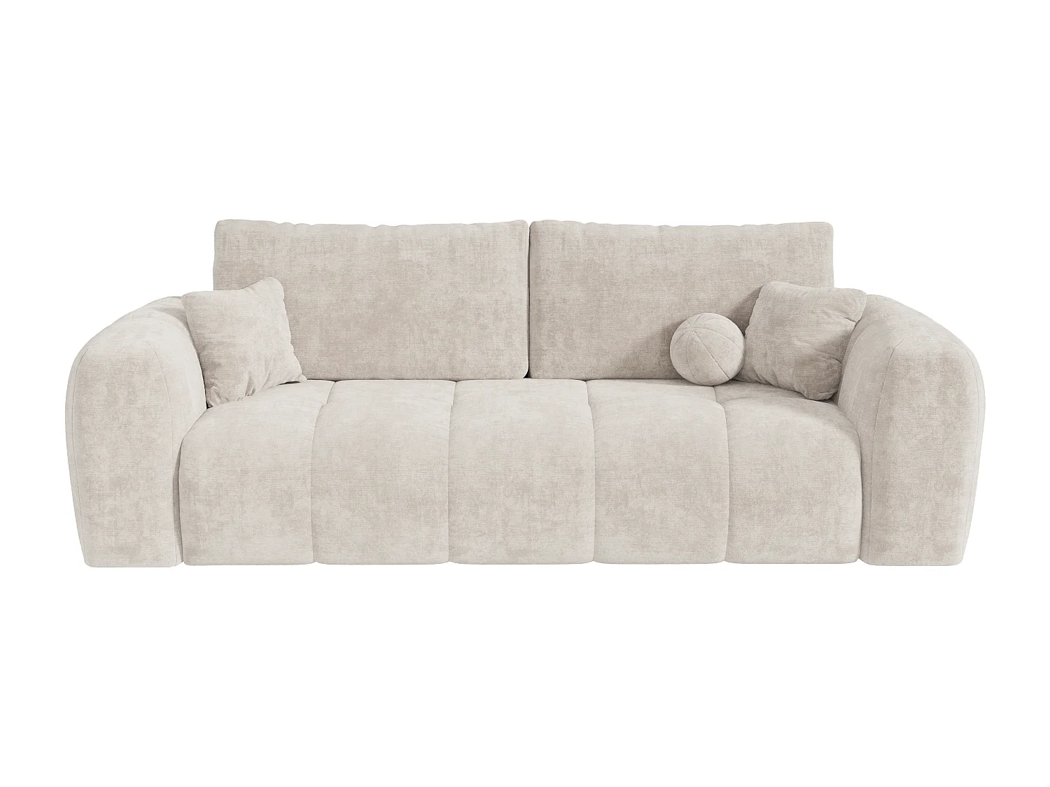 Kanapa 4-osobowa typu express z tkaniny szenilowej beżowej - pow. spania 160 cm - Materac 13 cm memory foam BRIVANO 4823635 - obrazek 1