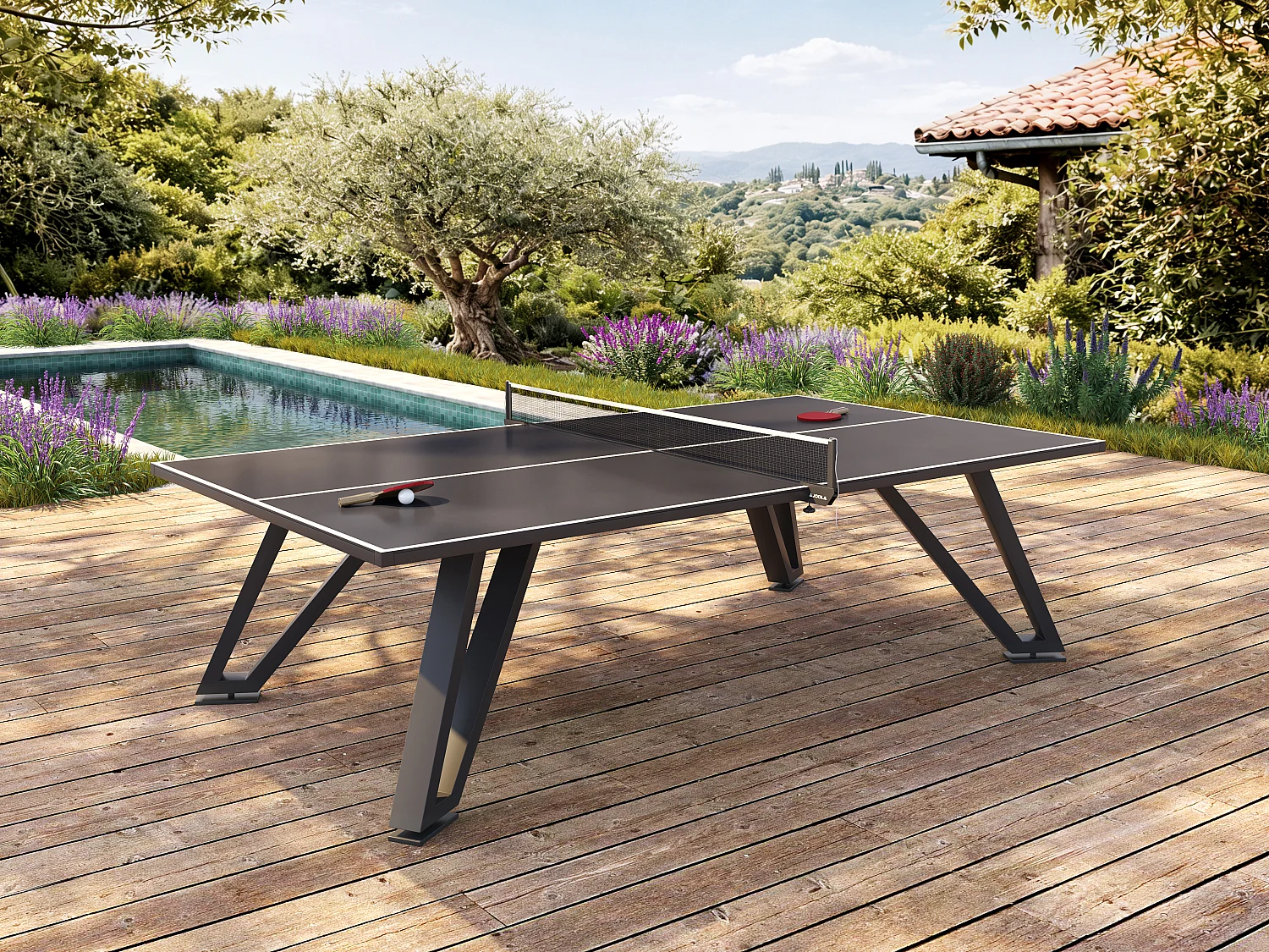 Stół do ping ponga zewnętrzny stały – 274 x 152.5 x 76 cm – Czarny – WESTON 4770955