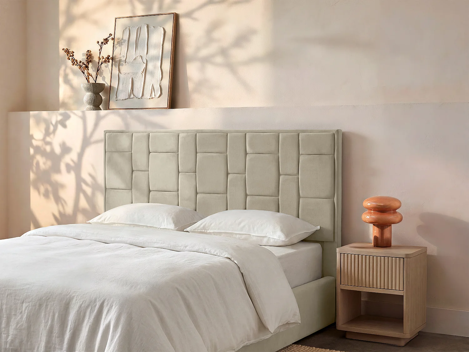 Zagłówek do łóżka 140 cm – Welur – Taupe – HERMINE 3573593