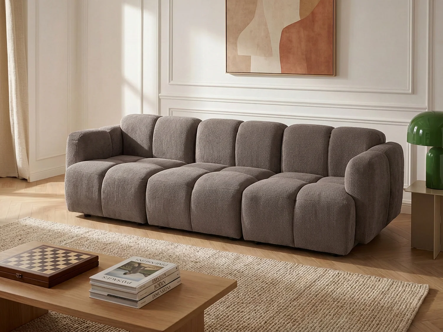 Kanapa modułowa 3-osobowa ze strukturalnej tkaniny w kolorze taupe CARLIVI 4902500 - obrazek 1