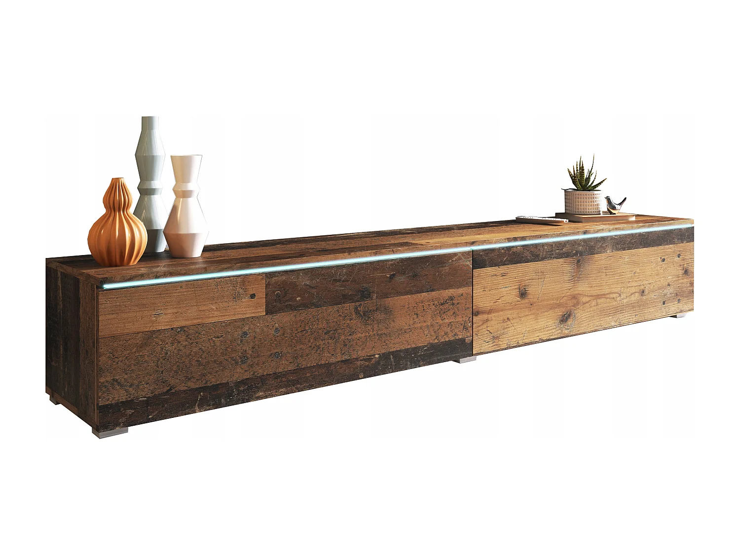 Nowoczesna szafka RTV 180 cm do salonu – 2-drzwiowa, bezuchwytowa, matowa, stojąca lub wisząca, old style 4070131 - obrazek 1