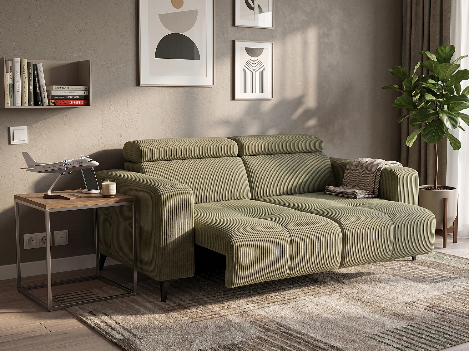Kanapa Nicolette Elektryczna z USB i Regulowanymi Zagłówkami – Nowoczesna Sofa Premium 4996348 - obrazek 1
