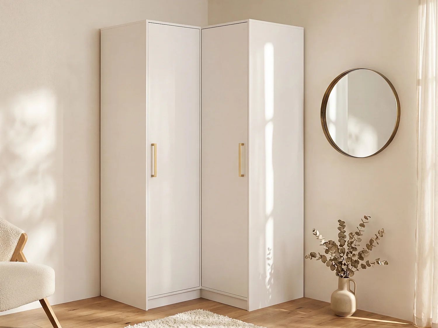 Szafa narożna 2-drzwiowa – szer. 115 cm – Biały – LIZANDRO 3749470
