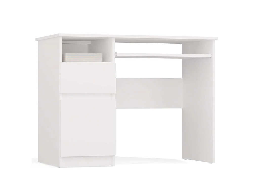 Biurko PORTO Lewe | Białe | Komputerowe z Szufladą | 98,5x51x75,5 cm | Nowoczesne 4089619