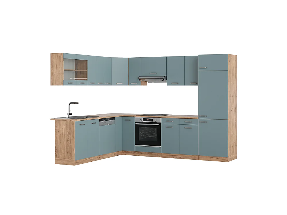Kogoszczona kuchnia niebiesko-szary/dąb goldkraft 287x60x81.6 r-line 4780237 - obrazek 1